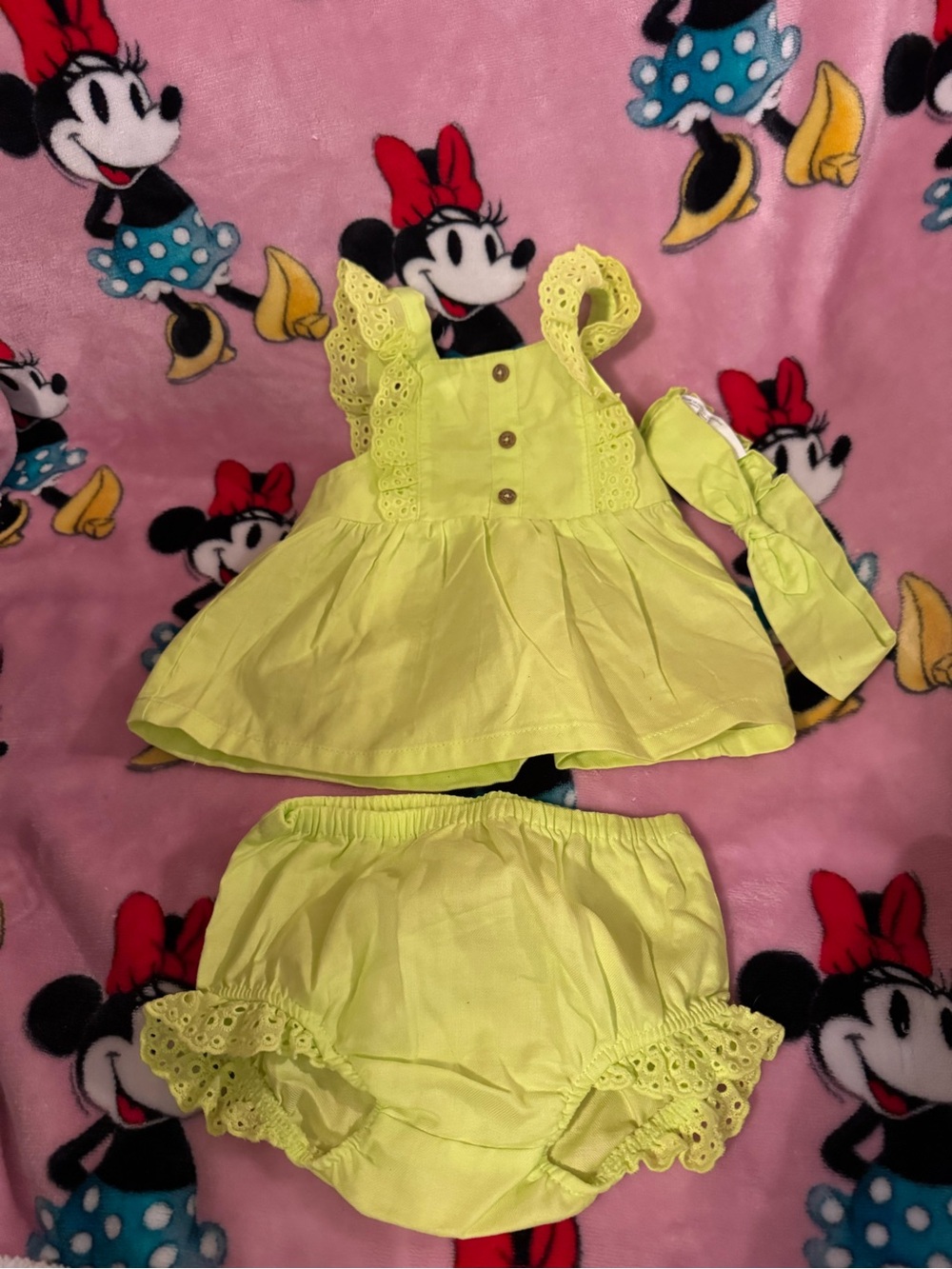 Carter's Bright Yellow Eyelet Dress Set with Headband C4
